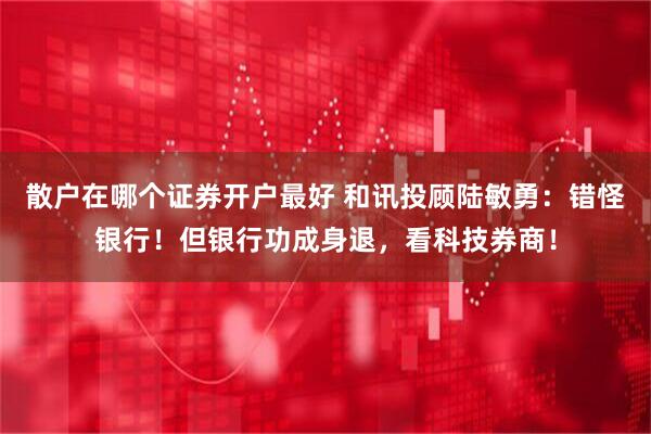 散户在哪个证券开户最好 和讯投顾陆敏勇：错怪银行！但银行功成身退，看科技券商！